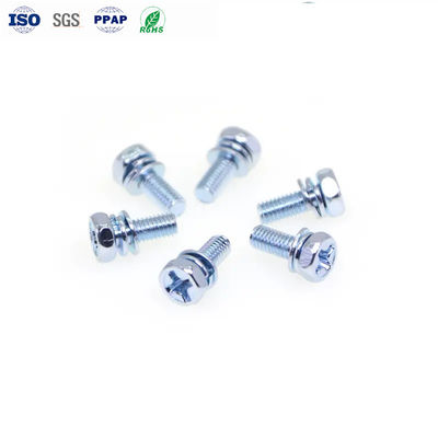 M4 Combination Screw Blue Zinc Cross Groove Hexagonal Head Screw With Flat Washer